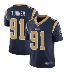 Men's Nike Los Angeles Rams #91 Kobie Turner Navy Blue Team Color Stitched NFL Vapor Untouchable Limited Jersey