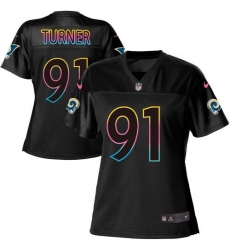 Women's Nike Los Angeles Rams #91 Kobie Turner Black NFL Fashion Game Jersey