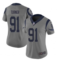 Women's Nike Los Angeles Rams #91 Kobie Turner Gray Stitched NFL Limited Inverted Legend Jersey