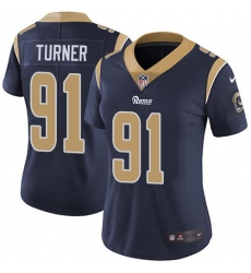 Women's Nike Los Angeles Rams #91 Kobie Turner Navy Blue Team Color Stitched NFL Vapor Untouchable Limited Jersey