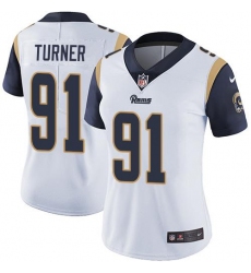 Women's Nike Los Angeles Rams #91 Kobie Turner White Stitched NFL Vapor Untouchable Limited Jersey