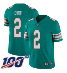 Men's Nike Miami Dolphins #2 Bradley Chubb Aqua Green Alternate Stitched NFL 100th Season Vapor Untouchable Limited Jersey