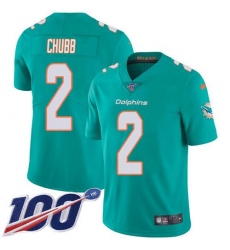 Men's Nike Miami Dolphins #2 Bradley Chubb Aqua Green Team Color Stitched NFL 100th Season Vapor Untouchable Limited Jersey