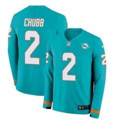 Men's Nike Miami Dolphins #2 Bradley Chubb Aqua Green Team Color Stitched NFL Limited Therma Long Sleeve Jersey