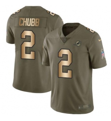 Men's Nike Miami Dolphins #2 Bradley Chubb Olive Gold Stitched NFL Limited 2017 Salute To Service Jersey