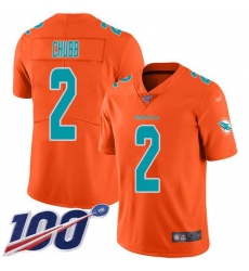 Men's Nike Miami Dolphins #2 Bradley Chubb Orange Stitched NFL Limited Inverted Legend 100th Season Jersey