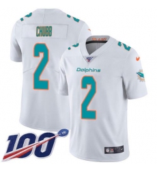 Men's Nike Miami Dolphins #2 Bradley Chubb White Stitched NFL 100th Season Vapor Limited Jersey