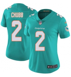 Women's Nike Miami Dolphins #2 Bradley Chubb Aqua Green Team Color Stitched NFL 100th Season Vapor Untouchable Limited Jersey