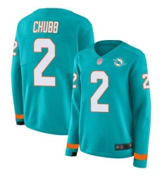 Women's Nike Miami Dolphins #2 Bradley Chubb Aqua Green Team Color Stitched NFL Limited Therma Long Sleeve Jersey