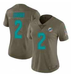 Women's Nike Miami Dolphins #2 Bradley Chubb Olive Stitched NFL Limited 2017 Salute To Service Jersey