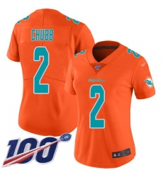 Women's Nike Miami Dolphins #2 Bradley Chubb Orange Stitched NFL Limited Inverted Legend 100th Season Jersey