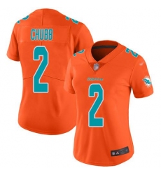 Women's Nike Miami Dolphins #2 Bradley Chubb Orange Stitched NFL Limited Inverted Legend Jersey