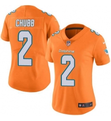 Women's Nike Miami Dolphins #2 Bradley Chubb Orange Stitched NFL Limited Rush Jersey