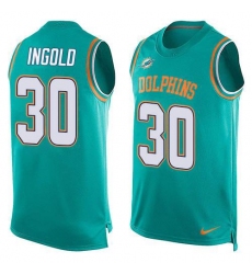 Men's Nike Miami Dolphins #30 Alec Ingold Aqua Green Team Color Stitched NFL Limited Tank Top Jersey