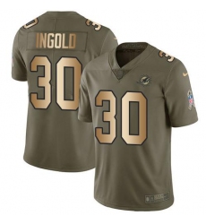 Men's Nike Miami Dolphins #30 Alec Ingold Olive Gold Stitched NFL Limited 2017 Salute To Service Jersey