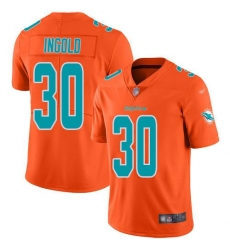 Men's Nike Miami Dolphins #30 Alec Ingold Orange Stitched NFL Limited Inverted Legend Jersey