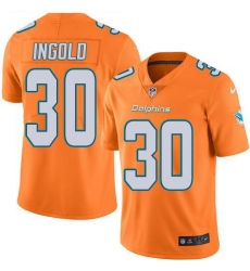 Men's Nike Miami Dolphins #30 Alec Ingold Orange Stitched NFL Limited Rush Jersey