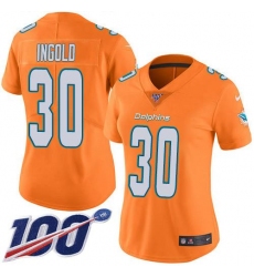 Women's Nike Miami Dolphins #30 Alec Ingold Orangen Stitched NFL Limited Rush 100th Season Jersey