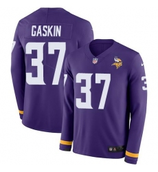 Men's Nike Minnesota Vikings #37 Myles Gaskin Purple Team Color Stitched NFL Limited Therma Long Sleeve Jersey