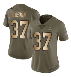 Women's Nike Minnesota Vikings #37 Myles Gaskin Olive Gold Stitched NFL Limited 2017 Salute To Service Jersey