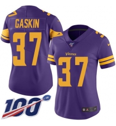 Women's Nike Minnesota Vikings #37 Myles Gaskin Purple Stitched NFL Limited Rush 100th Season Jersey