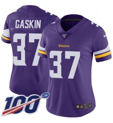 Women's Nike Minnesota Vikings #37 Myles Gaskin Purple Team Color Stitched NFL 100th Season Vapor Untouchable Limited Jersey