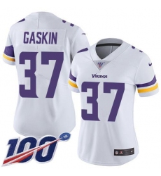 Women's Nike Minnesota Vikings #37 Myles Gaskin White Stitched NFL 100th Season Vapor Untouchable Limited Jersey