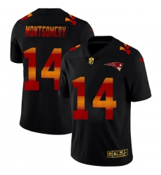 Men's New England Patriots #14 Ty Montgomery Black Nike Red Orange Stripe Vapor Limited NFL Jersey