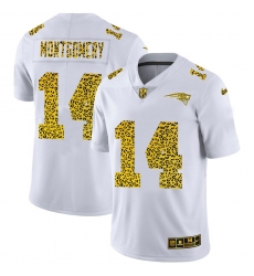 Men's New England Patriots #14 Ty Montgomery Nike Flocked Leopard Print Vapor Limited NFL Jersey White