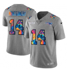 Men's New England Patriots #14 Ty Montgomery Nike Multi-Color 2020 NFL Crucial Catch NFL Jersey Greyheather