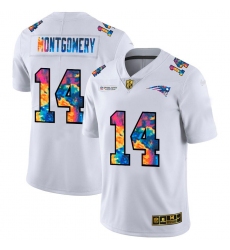 Men's New England Patriots #14 Ty Montgomery White Nike Multi-Color 2020 NFL Crucial Catch Limited NFL Jersey