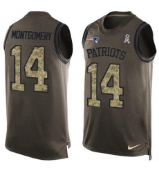 Men's Nike New England Patriots #14 Ty Montgomery Green Stitched NFL Limited Salute To Service Tank Top Jersey