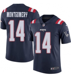 Men's Nike New England Patriots #14 Ty Montgomery Navy Blue Stitched NFL Limited Rush Jersey