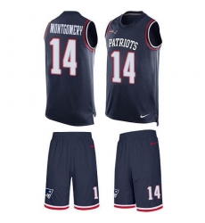 Men's Nike New England Patriots #14 Ty Montgomery Navy Blue Team Color Stitched NFL Limited Tank Top Suit Jersey