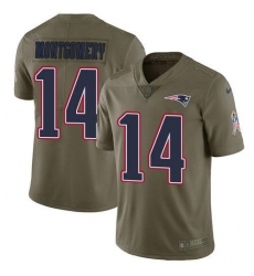 Men's Nike New England Patriots #14 Ty Montgomery Olive Stitched NFL Limited 2017 Salute To Service Jersey