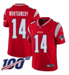 Men's Nike New England Patriots #14 Ty Montgomery Red Stitched NFL Limited Inverted Legend 100th Season Jersey