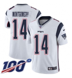 Men's Nike New England Patriots #14 Ty Montgomery White Stitched NFL 100th Season Vapor Limited Jersey