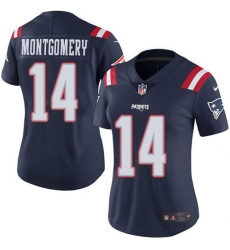 Women's Nike New England Patriots #14 Ty Montgomery Navy Blue Stitched NFL Limited Rush Jersey