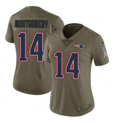 Women's Nike New England Patriots #14 Ty Montgomery Olive Stitched NFL Limited 2017 Salute To Service Jersey