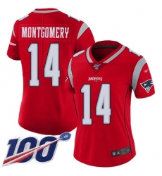 Women's Nike New England Patriots #14 Ty Montgomery Red Stitched NFL Limited Inverted Legend 100th Season Jersey