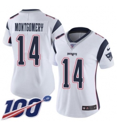 Women's Nike New England Patriots #14 Ty Montgomery White Stitched NFL 100th Season Vapor Limited Jersey