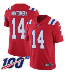 Youth Nike New England Patriots #14 Ty Montgomery Red Alternate Stitched NFL 100th Season Vapor Limited Jersey