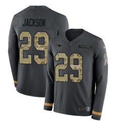 Unisex Nike New England Patriots #29 J.C. Jackson Anthracite Salute To Service Stitched NFL Limited Therma Long Sleeve Jersey