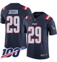 Unisex Nike New England Patriots #29 J.C. Jackson Navy Blue Stitched NFL Limited Rush 100th Season Jersey