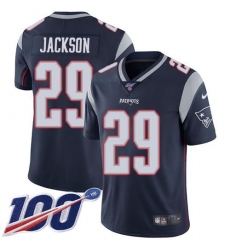 Unisex Nike New England Patriots #29 J.C. Jackson Navy Blue Team Color Stitched NFL 100th Season Vapor Limited Jersey