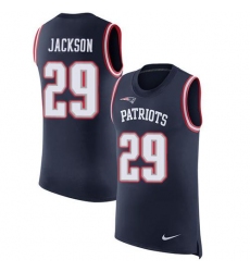 Unisex Nike New England Patriots #29 J.C. Jackson Navy Blue Team Color Stitched NFL Limited Rush Tank Top Jersey