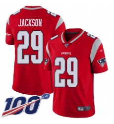 Unisex Nike New England Patriots #29 J.C. Jackson Red Stitched NFL Limited Inverted Legend 100th Season Jersey