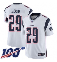 Unisex Nike New England Patriots #29 J.C. Jackson White Stitched NFL 100th Season Vapor Limited Jersey