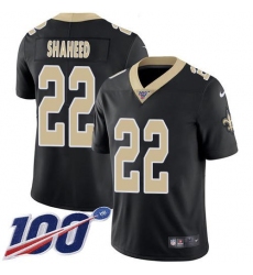 Men's Nike New Orleans Saints #22 Rashid Shaheed Black Team Color Stitched NFL 100th Season Vapor Limited Jersey