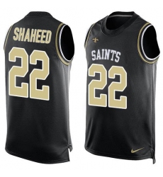 Men's Nike New Orleans Saints #22 Rashid Shaheed Black Team Color Stitched NFL Limited Tank Top Jersey